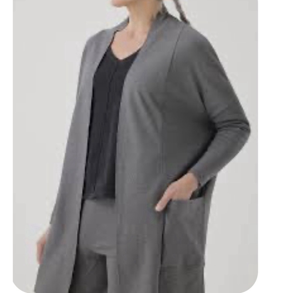 Pact Women's Organic Cotton Airplane Wrap Cardigan Sweater Gray Sz XL/XXL New